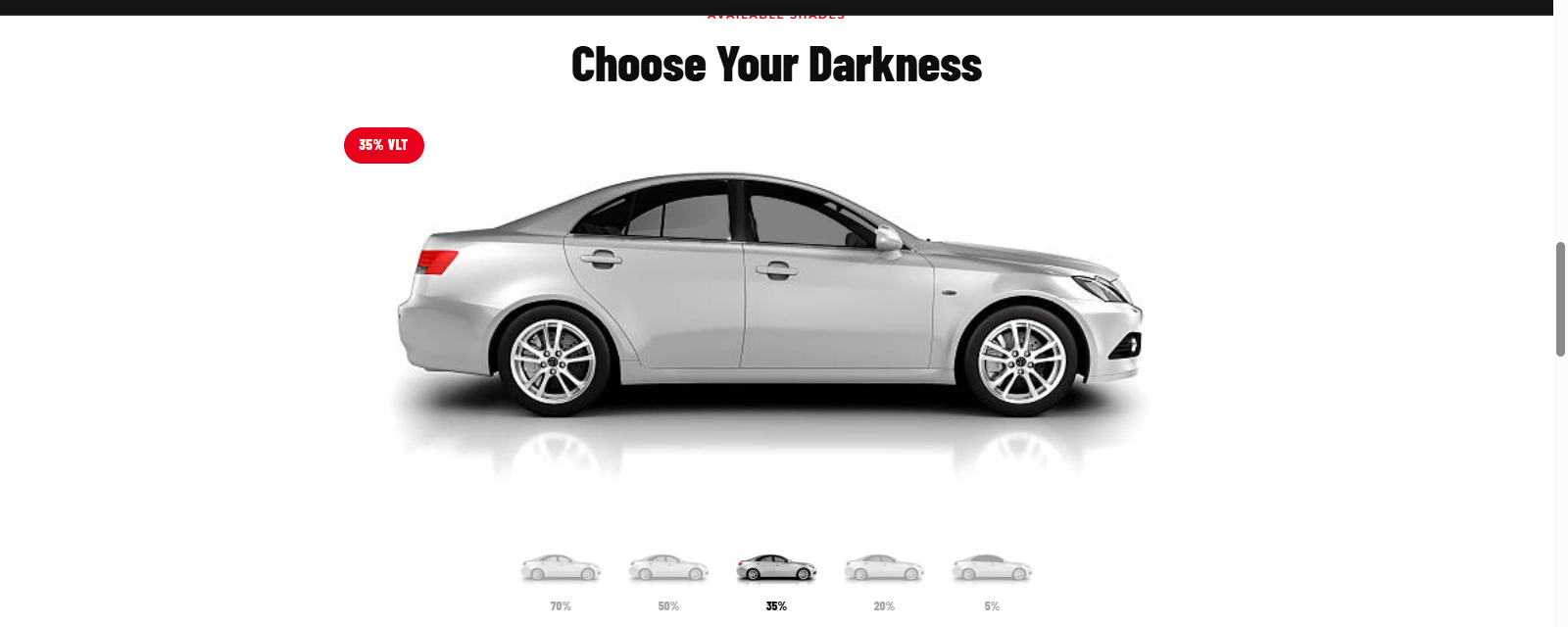 NY Window Tinting choose your darkness shade picker section